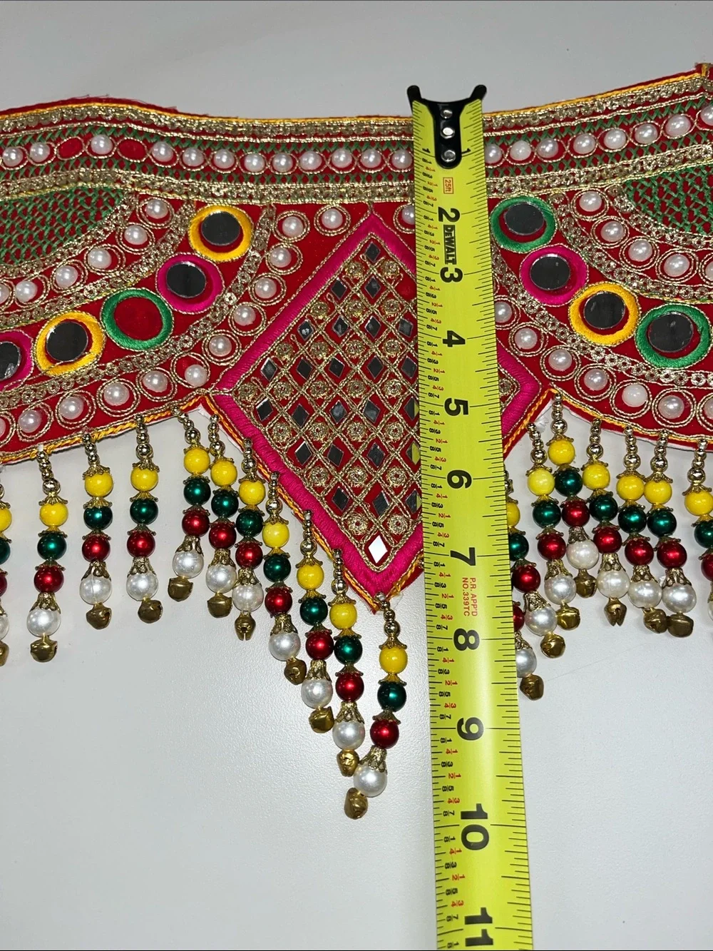 Source Unknown Red Multicolor Beaded and Mirror-Work Waistbelt